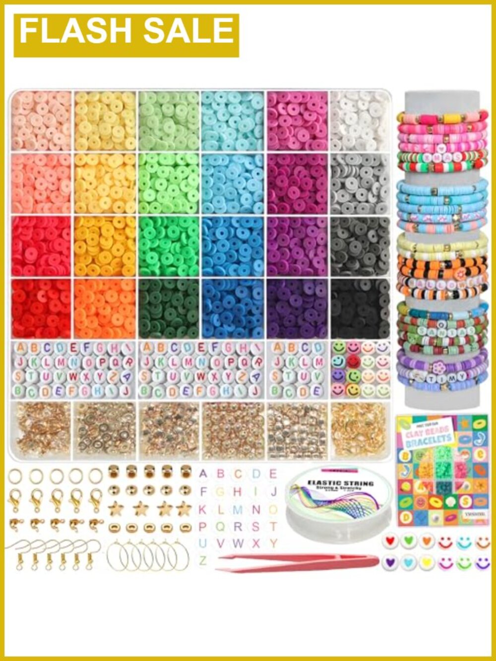 Polymer Clay Beads Bracelet Making Kit 6000+Pcs Friendship Jewelry Craft Set